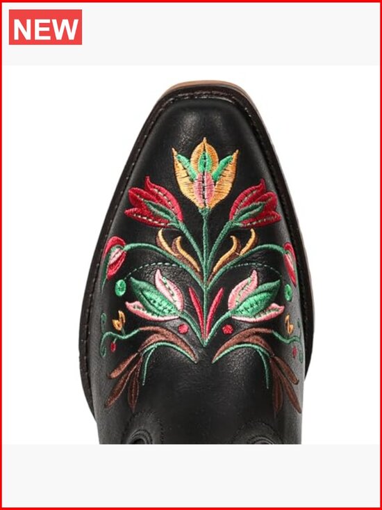 Corral Women Western Flower Embroidered Snip Toe Chunky Heel Ankle Cowboy Boots Faux Leather
